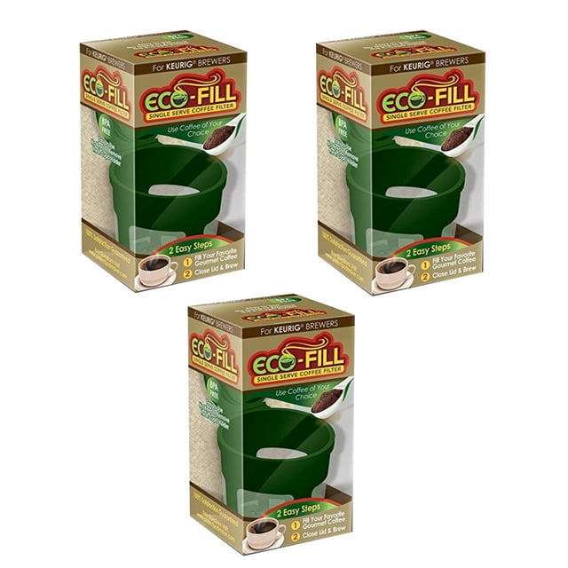 Perfect Pod Eco-Fill Cápsula recargable reutilizable K-Cup Brewers Single Serve Coffee Maker 3 Pack Eco-Fill ecofill3pk