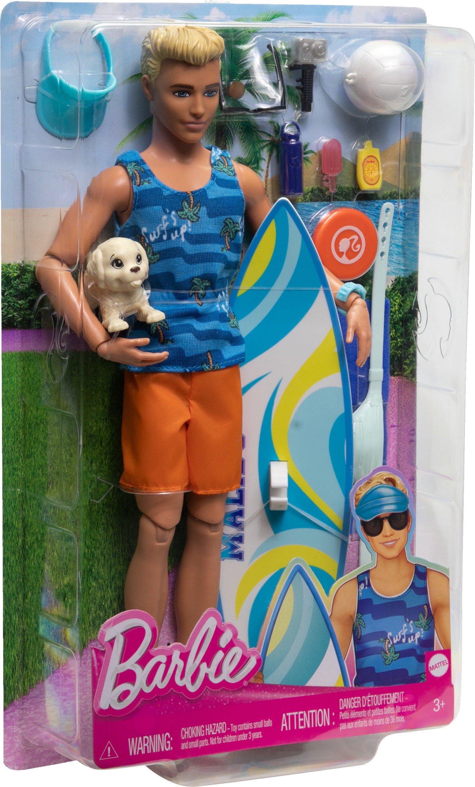 BARBIE Ken Plage Blond - GHW43 - Poupée Mannequin - 3 ans et +