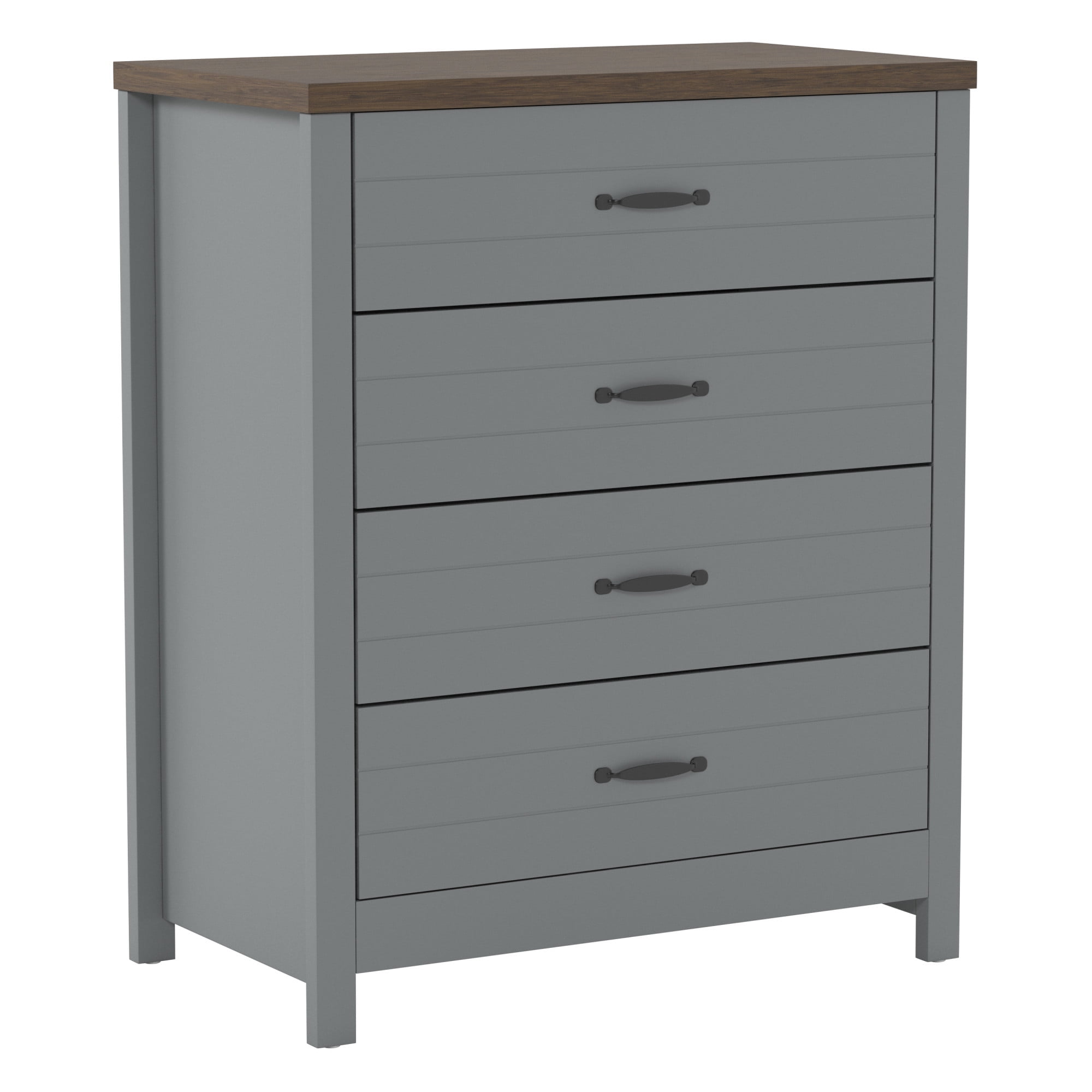 Lancaster Wood 4 Drawer Dresser, Gray, by Hillsdale Living Essentials