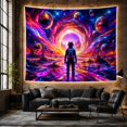 thumbnail image 6 of Moon Stars Astronaut with Reflective Spacesuit Viewed Behind, Mystical Fantasy for Space Lovers, Galaxy Room Decor, Graduation Gift, Tapestry Wall Hanging for Bedroom and Dorm, 6 of 7