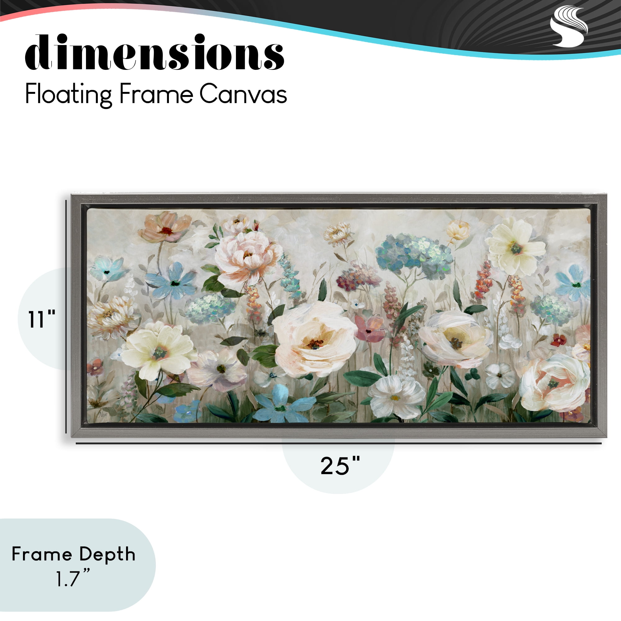 Stupell Industries Pastel Garden of Peonies Gray Framed Floater Canvas Wall Art, design by Nan