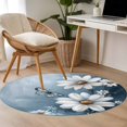 thumbnail image 5 of Flower Butterfly Round Area&nbsp;Rug 4ft Country Farm White Floral Black Butterfly Green Non-Slip&nbsp;Washable Circle Rugs Soft Felt Indoor Floor Mat for Bedroom Kitchen Living Room Bathroom, 5 of 9