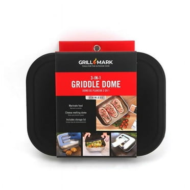 Grillmark 3.90 in Square Black & Silver Stainless Steel Griddle Dome