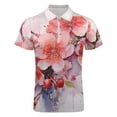 thumbnail image 4 of Cherry Blossom Pink (5) Men Zipper T-shirt Summer Casual Short Sleeve T-shirt Top, 4 of 7