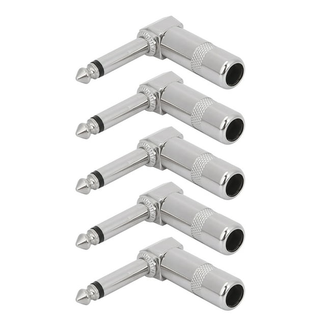 5 conectores mono de 6,35 mm en ángulo recto para guitarra, conector de audio, terminal de cable de micrófono.