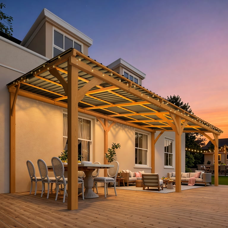 YODOLLA, Outdoor Wood Gazebo, 20'x10', Hardtop Cedar Pergola