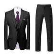 thumbnail image 2 of Men's Slim Fit 3-Piece Suit Set Business Formal Tuxedo Blazer Vest Pants Wedding Party Prom Casual, 2 of 7