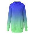 thumbnail image 4 of Women's Hooded Sweatshirt Cotton Long Sleeve Pullover Hoodie Dress Gradient Pockets Lightweight Sweater Top Dress (Large, Blue), 4 of 5
