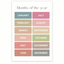 Bliss Monkey Co. Months Of The Year Classroom Poster - Early Learning Resources - PreK Kindergarten - Homeschool Nursery - 12 x 18 Inch Poster - Unframed - Premium 100lb Gloss - Made In USA - BMCP041