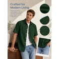 thumbnail image 3 of Oalirro Men's Short Sleeve Casual Button Down Shirt – Lightweight Breathable Cotton, Two Chest Pockets, Classic Collar, Solid Army Green, Regular Fit for Summer Wear, 3 of 11