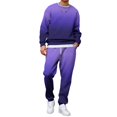 thumbnail image 2 of CCRFTGI Mens 2 Piece Tracksuit Big and Tall Casual Athletic Crewneck Sweatshirts and Joggers Fall Winter Gym Workout Matching Sets Purple L, 2 of 5