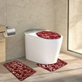 thumbnail image 5 of Bathroom Rug Set Of 3 Bath Mat Toilet Mat Soft Absorbent Thick Rug Non-Slip Backing Washable (Red), 5 of 6