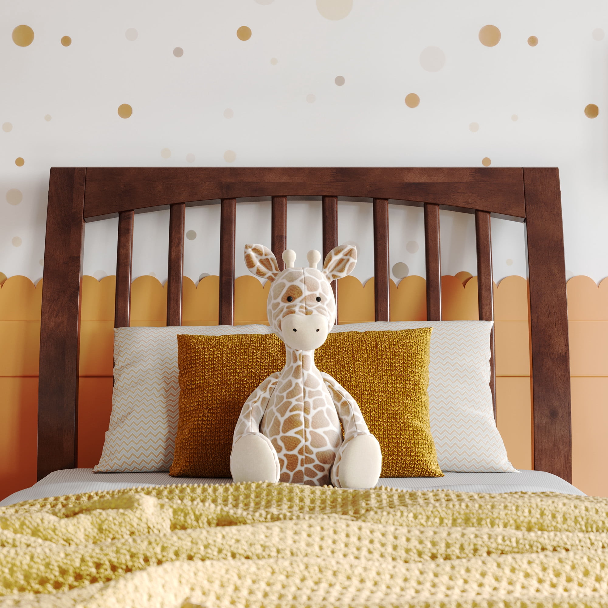 AFI Orleans Twin Sleigh Solid Wood Slat Headboard, Walnut