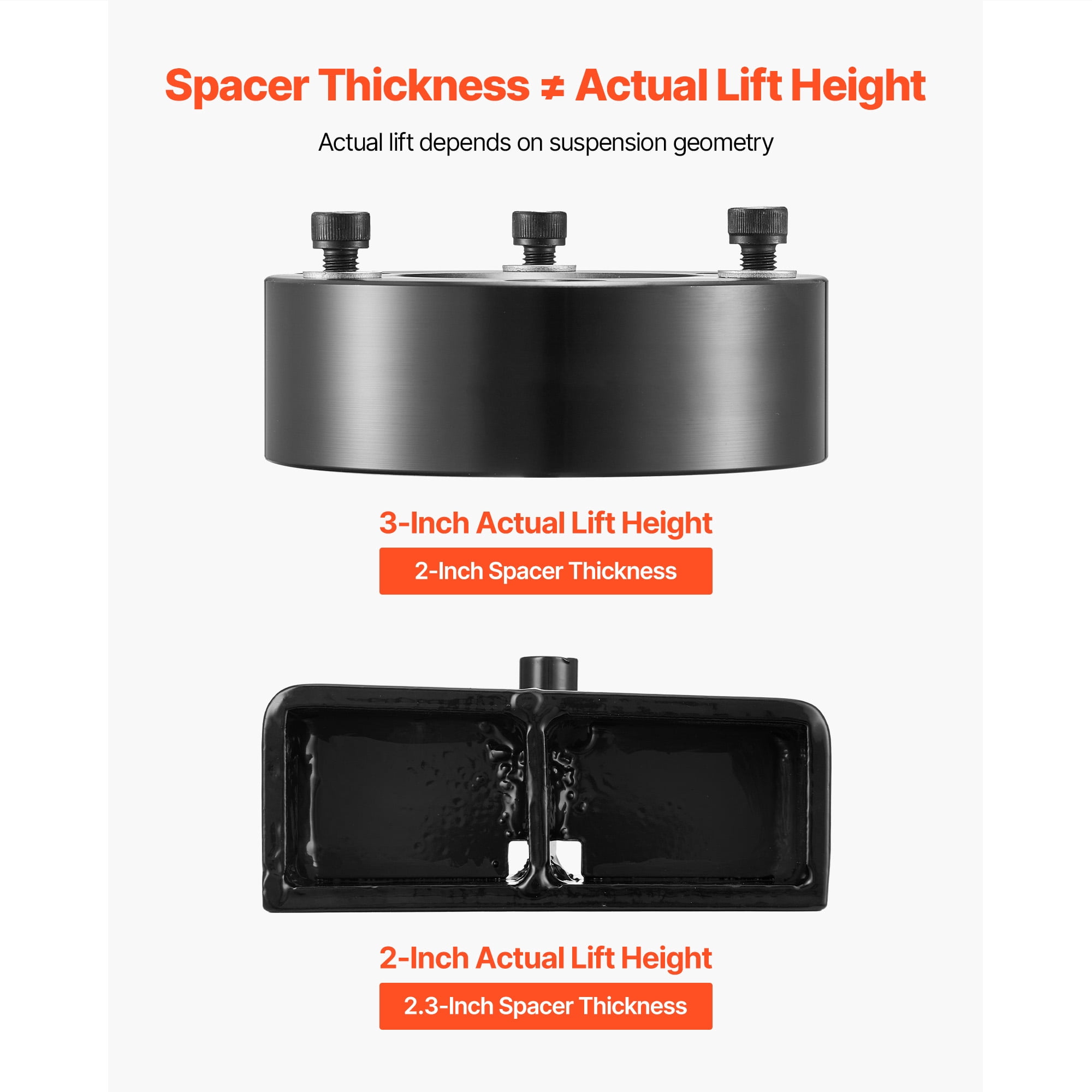 KFFKFF 3 Inch Front and 2 Inch Rear Suspension Leveling Kit for 2007-2023 Silverado 1500 2WD/4WD, 2007-2023 Sierra 1500 2WD/4WD, Includes Front Strut Spacers, Rear Lift Blocks, and U-Bolts