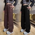 thumbnail image 5 of Gubotare Girls Baggy Pants Girls Sweatpants Girls' Activewear High Waisted Jogger Pants Size 10-12 (Coffee,10-12 Years), 5 of 9