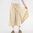 thumbnail image 2 of Lenpel Women's Culottes Pants Elastic High Waisted Wide Leg Summer Beach Pants Casual Palazzo Trousers with Pockets, 2 of 7