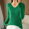 thumbnail image 2 of Kmdttou Womens Sweatshirt for Solid Color Knitted Casual Long-Sleeved Crew-Neck Top on Clearance!, 2 of 3