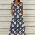 thumbnail image 2 of WRKEKC Floral Dress for Women Colorful Floral V Neck Sleeveless Tank Shift Knee Length Everyday Wear Chic Soft, 2 of 5