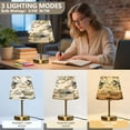 thumbnail image 3 of Cone Desk Lamp Antique Bronze Base & Linen Shade Bedside Table Lamp for Bedroom Living Room, Office, Dorm Lily Motifs Pattern Medium, 3 of 8
