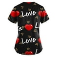 thumbnail image 3 of Valentines Day Scrub Tops for Women Casual V Neck Cute Love Hearts Graphic Scrub Shirts Hoilday Short Sleeve Scrubs Medical Nurse Uniform Nursing Workwear with Pockets Black M, 3 of 3