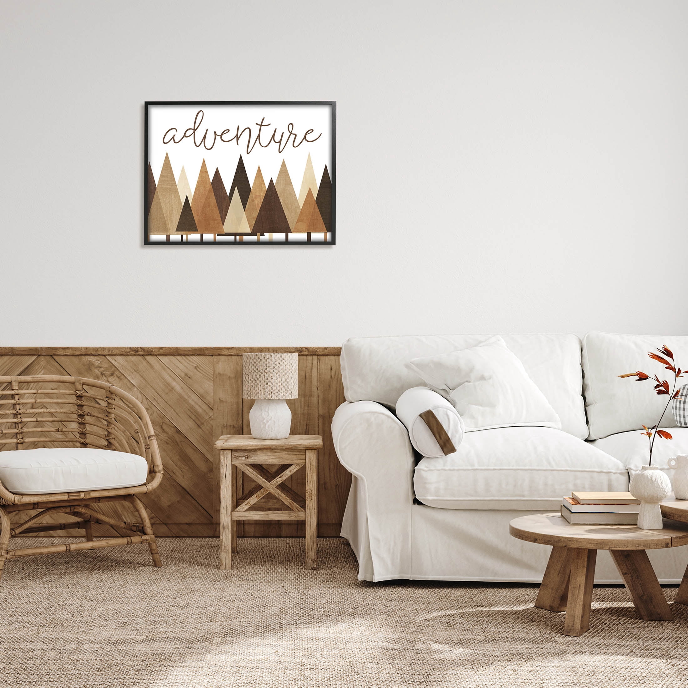Stupell Industries Adventure Geometric Forest Trees Graphic Art Black Framed Art Print Wall Art, Design by Alli Rogosich