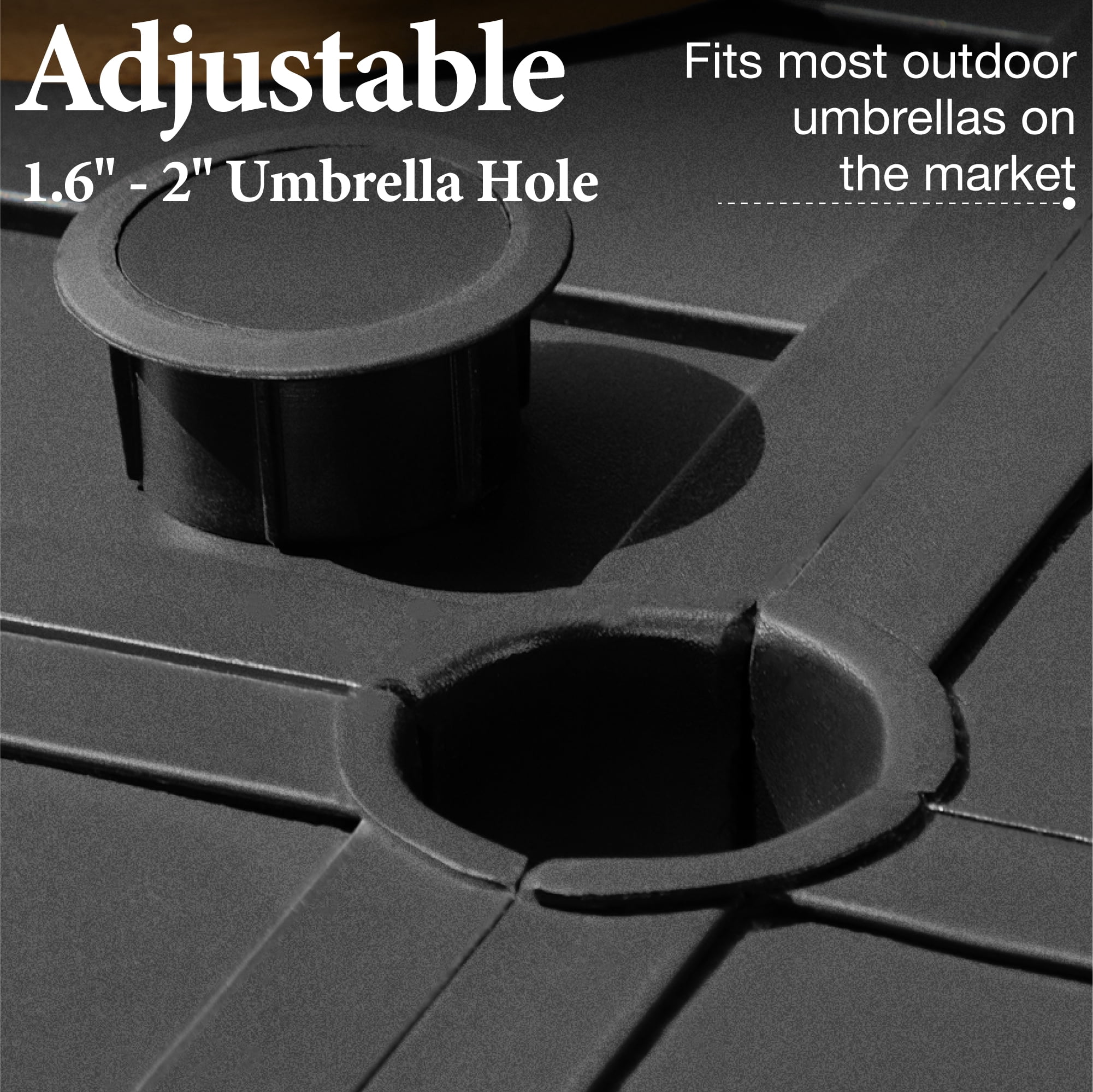 MF Studio Square Outdoor Patio Dining Table, Metal Patio Table with Umbrella Hole for 8, Black
