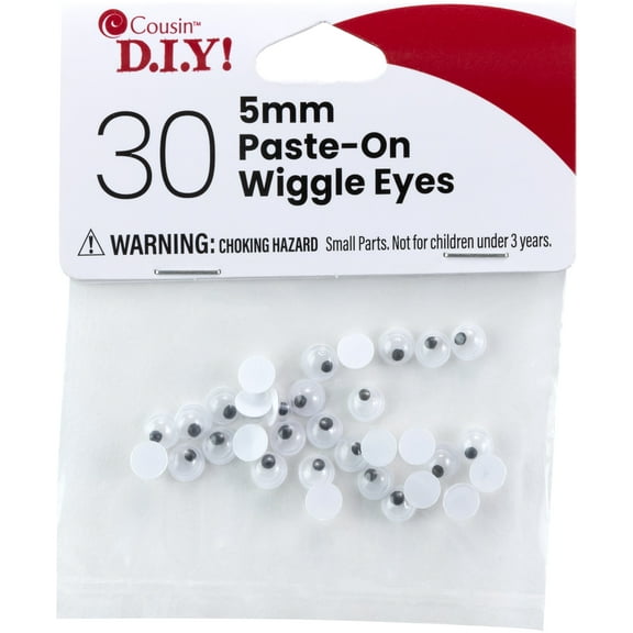 CousinDIY Paste-On Wiggle Eyes 5mm 30/Pkg-Black
