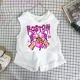 thumbnail image 2 of Toddler Girl Outfits Kids Toddler Girls Summer Cartoon Print Sleeveless Hooded Top and Shorts Two Piece Set Breathable Lightweight Toddler Girl Outfit White 6 Years-7 Years, 2 of 3
