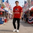 thumbnail image 3 of Patriotic American Flag Sleeve Print T-Shirt, We The People 250 Years of Freedom Casual Crew Neck Tee White M, 3 of 4