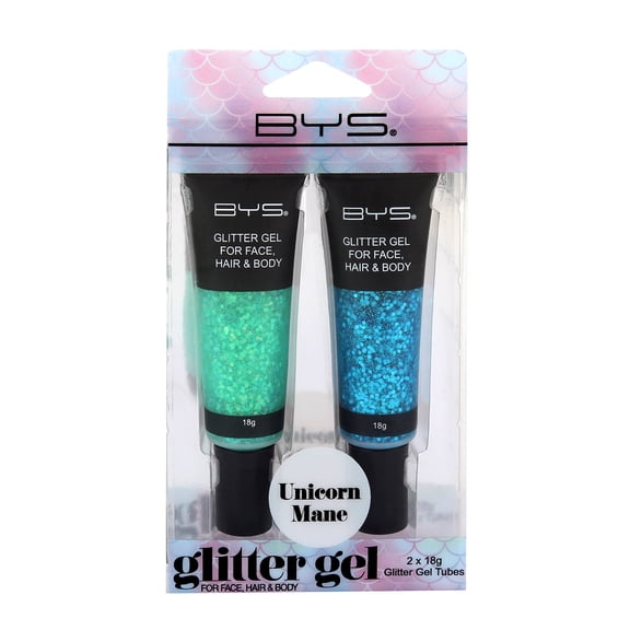 BYS Glitter Gel For Face, Hair and Body - 2 Pack, Unicorne Mane