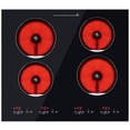 thumbnail image 5 of Advwin 4 Burner Electric Stove Top，24 Inch Built-in Electric Stove Top,6000W Electric Ceramic Cooktop with 4H Timer, Kid Safety Lock and Knob Control, 9 Heating Level,220v(No Plug), 5 of 8