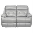 thumbnail image 3 of Pemberly Row Modern Leather Double Reclining Love Seat in Silver Gray, 3 of 6