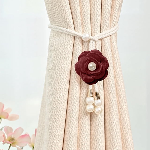 Embrasses de Rideaux Camellia Accessoires et Déco de Rideaux Corde de Liage à Perles pour Rideau Transparent Moderne Concis Embrasses de Rideaux Ajustables