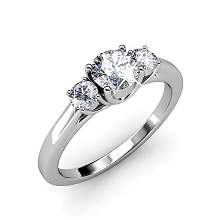 Cate & Chloe Felicity 18k White Gold Plated Ring, Jewelry For Women, Ring, Stackable Rings, Gold Rings, Three Stone Ring MSRP $135