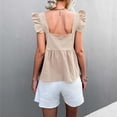 thumbnail image 4 of Women Square Neck Tank Tops, Womens Smock Chic Ruffle Hem Strap Vest Cami Top Trendy Loose Fit Causal Blouse, 4 of 5