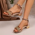 thumbnail image 5 of Miluxas Women's Sparkly Flat Sandals Dressy Summer Ankle Strap Open Toe Bridal Wedding Dress Shoes Rose Gold 6(37), 5 of 9