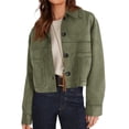 thumbnail image 2 of Chaqueta Corta de Ante Sintético para Mujer, Informal, Ligera, para Otoño e Invierno. Verde XL, 2 of 8