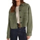 thumbnail image 2 of Chaqueta Corta de Ante Sintético para Mujer, Informal, Ligera, para Otoño e Invierno. Verde XL, 2 of 8