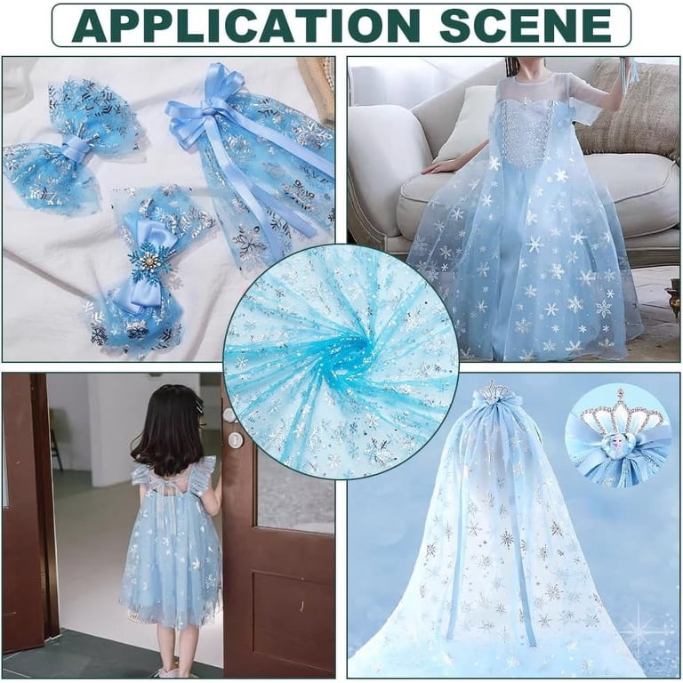 Snowflake Pattern Nylon Mesh Fabric for Dress Costumes Decoration Sky Blue  160cm - Walmart.com