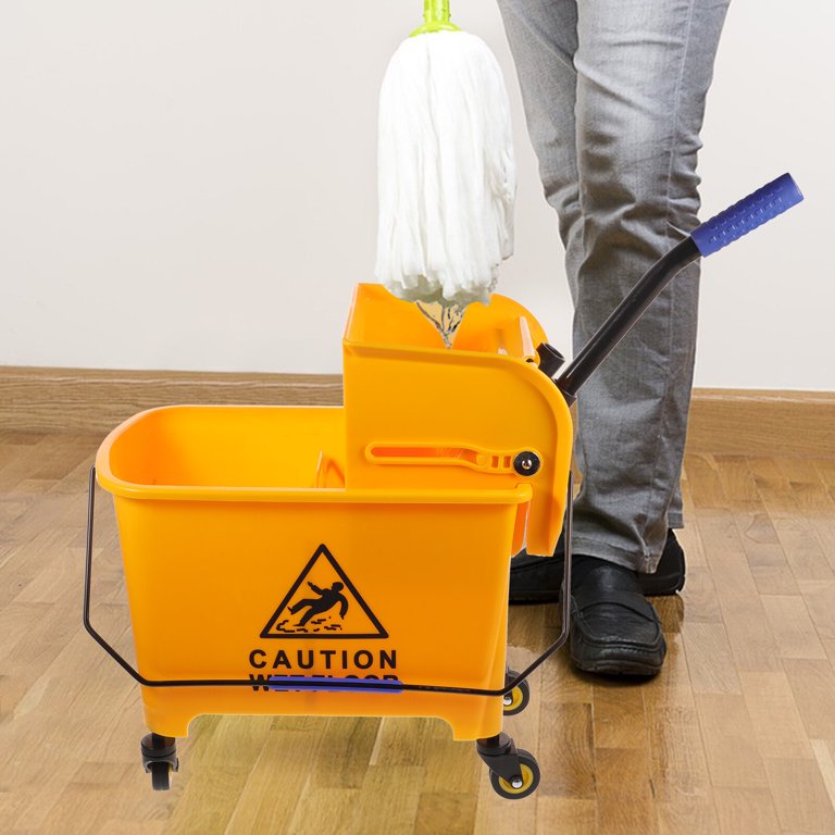 Cleaning Caddy With Wheels Giantex 35QT With Side-Press Wringer ...