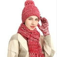 thumbnail image 5 of Gorro de punto cálido para invierno para hombre y mujer, guantes con pantalla, conjunto de bufanda larga con gorros de calavera forrados, bufandas para el cuello, 5 of 5