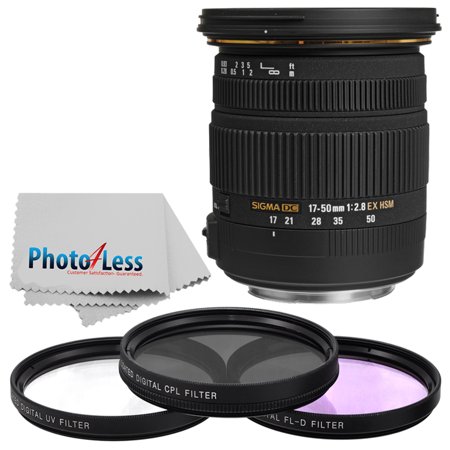 Sigma 17-50mm f/2.8 EX DC OS HSM Zoom Lens for Canon DSLR +UV Filters Value (Best Value Telephoto Lens For Canon)