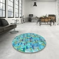 thumbnail image 4 of Ahgly Company Machine Washable Indoor Round Transitional Deep-Sea Green Area Rugs, 8' Round, 4 of 7