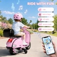 thumbnail image 4 of Vespa Officially Licensed 12V Kids Ride On Motorcycle, Dual 100W Motors Electric Scooter with Training Wheels, PU Seat, Storage Trunk, Music & LED Lights, Ages 3-6, Pink, 4 of 10