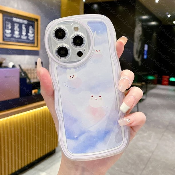 Funda De Teléfono De Borde De Onda De Flores De Conejo Para Samsung Galaxy J7 Prime Note 10 Lite S10 S20 Plus FE A Prueba De Golpes Transparente Para Cámara Redonda De gel De Sílice