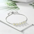 thumbnail image 3 of Gem Stone King 1.76 Ct Round Cabochon White Ethiopian Opal G-H Lab Grown Diamond 925 Silver Tennis Bracelet for Women, 3 of 3