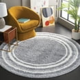 thumbnail image 2 of SAFAVIEH Border & Stripe Hyram Bordered Shag Area Rug, Grey/Ivory, 6'7" x 6'7" Round, 2 of 7