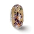 thumbnail image 2 of Solid 925 Sterling Silver Hand Paint Flower Floral Enchantment Fenton Glass Bead Small Charm Tiny Pendant, 2 of 3