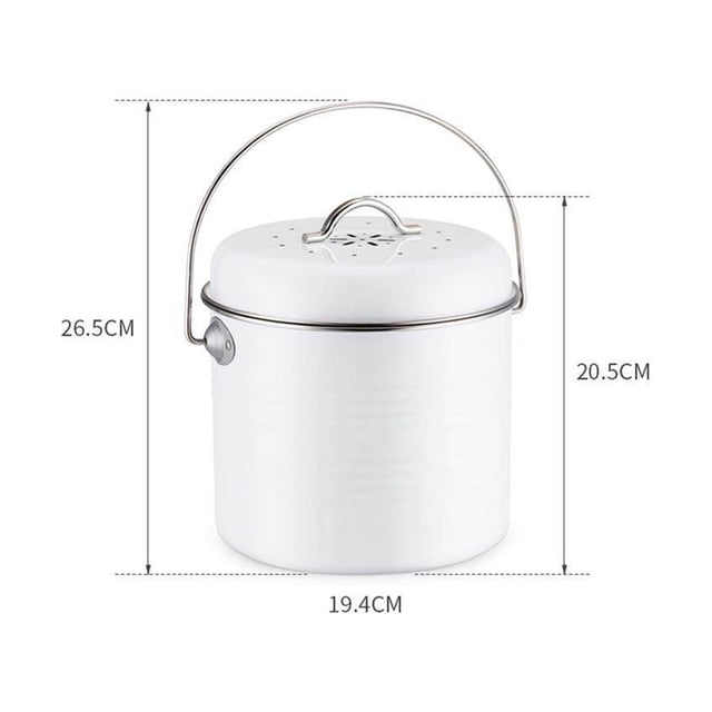 Langgg 5L Retro Compost Bin Kitchen Trash Bin with Activated Carbon Filter Trash Can