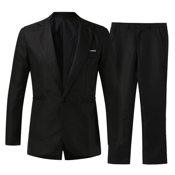 NordicNest Men 2 Piece Outfit Pieces Suit Elegant Solid One Button Slim Fit Single Party Suit Shirt Pants Tie Set Tracksuit